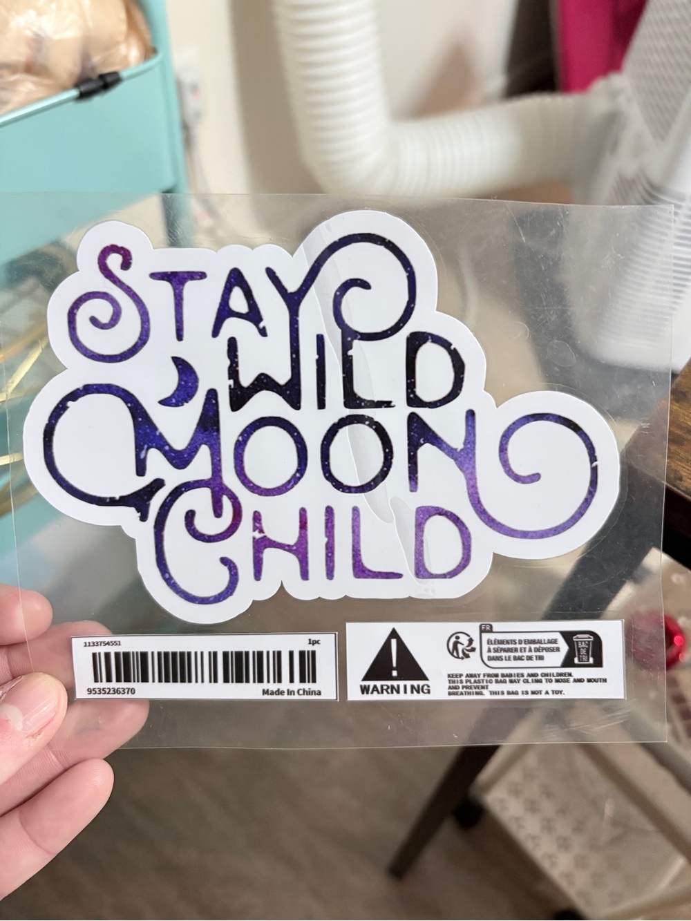 Stay Wild Moon Child Sticker - Purple Galaxy Script